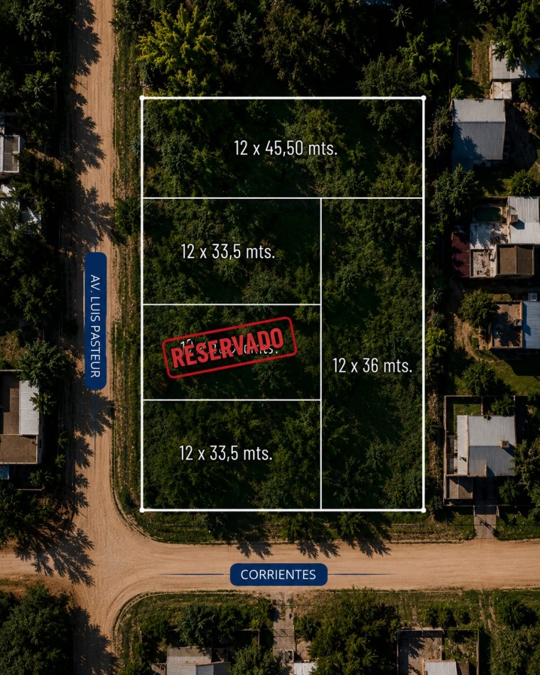 Venta Terreno Lote 12 x 33.5 esquina Paso del Rey